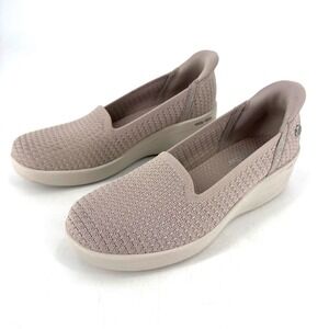 Skechers Martha Stewart Slip On Wedges Women's Taupe Knit Wedge Sneakers Size 9